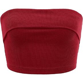SOLY HUX Women's Ribbed Knit Basic Y2K Crop Tube Top Sleeveless Strapless Casual Summer Tops
