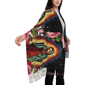 MrpsElk Virgin Mary Our Lady Of Guadalupe scarf for women Super soft pashmina-like Shawl Autumn winter Warm Long Shawls