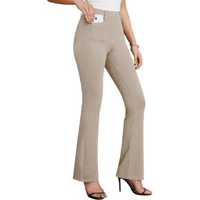 siliteelon سروال فستان المرأة متأنق سروال العمل غير الرسمي Bootcut اليوغا السراويل سحب على الأعمال السراويل السراويل عالية الخصر in Kuwait