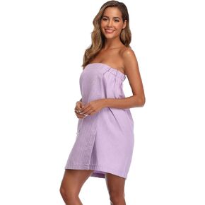 Old-Times Women's Waffle Bath Body Warp Robes Terry Shower Spa Robe with Adjustable Closure