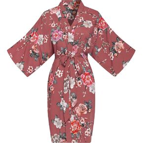 رداء ALHAVONE للسيدات سادة متوسط ​​الطول منقوش عليه زهور كيمونو رداء للعروس ووصيفة العروس وحفلات الزفاف وصالة النوم in Kuwait