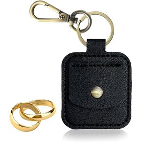Leather Ring Holder Keychain for Jewelry, Traveling Gym Pouch for Wedding ring, guitar picks, Gift for Women Men