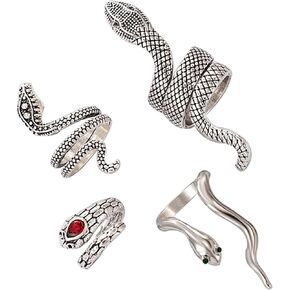Xiokyo Vintage Snake Ring Set - Adjustable Snake Rings for Men and Women, Knuckle Ring, Boho Jewelry