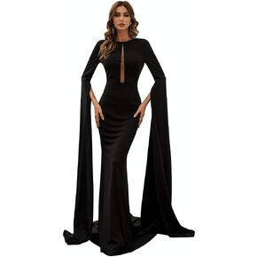 فستان نسائي مثير بطول الأرض وأكمام مقسمة من Miss ord فستان للحفلات الراقصة شبكي متباين على شكل حورية البحر in Kuwait