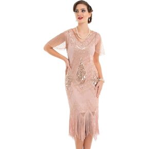 PrettyGuide Women's 1920s Dress Sequin Art Deco Flapper Dress with Sleeve in Kuwait