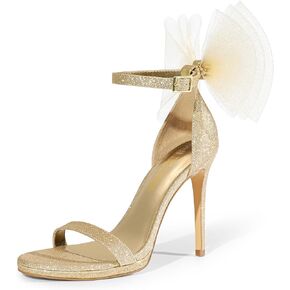 DREAM PAIRS Women's High Stiletto Heels for Women Open Toe Adjustable Bow Ankle Strap Pump Heeled Sandals Wedding Bridal Party Prom Dress Shoes