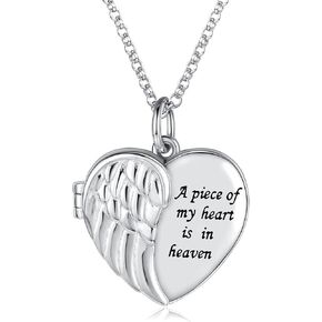 قلادات بتصميم جناح ملاك للنساء تحمل الصور - قلادة من الفضة الاسترلينية عيار 925 على شكل قلب ودلاية على شكل قلب, فضة استرلينية, لا تعرف in Kuwait