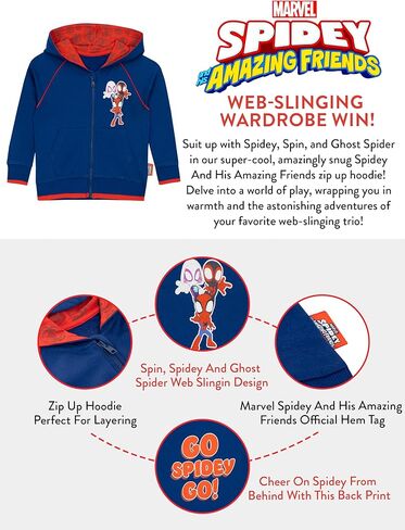 Marvel Spiderman Hoodie | Spidey and His Amazing Friends Boys Hoodie | Kids Zip Up Hoodie | Ages 2 To 12 Years in Saudi Arabia