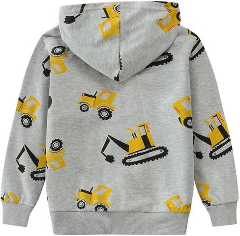 Baby Boys Hoodies for Kids Sweatshirt Excavator Pullover with Pocket Toddler Hooded Shirts Truck Warm Sweater Size 2-7T in Saudi Arabia