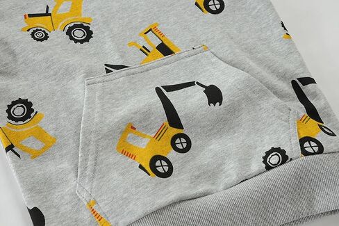 Baby Boys Hoodies for Kids Sweatshirt Excavator Pullover with Pocket Toddler Hooded Shirts Truck Warm Sweater Size 2-7T in Saudi Arabia