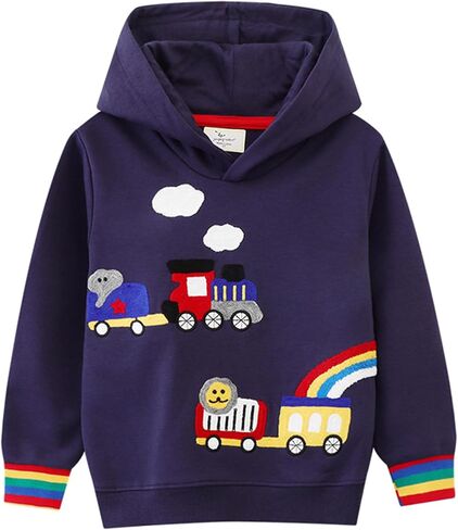 Baby Boys Hoodies for Kids Sweatshirt Excavator Pullover with Pocket Toddler Hooded Shirts Truck Warm Sweater Size 2-7T in Saudi Arabia