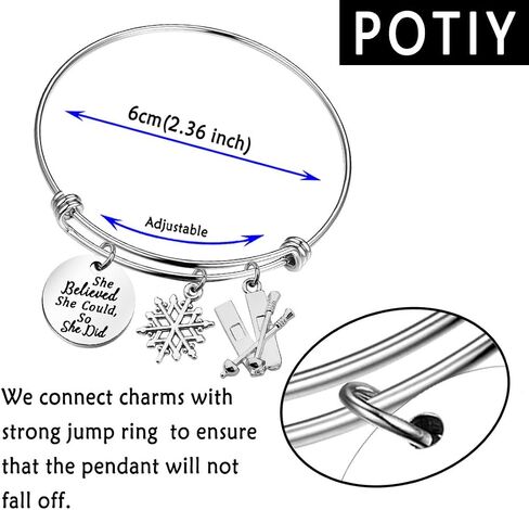 POTIY سوار التزلج تزلج ندفة الثلج سوار حلية اعتقدت أنها تستطيع ذلك فعلت مجوهرات هدية للمتزلج سوار رياضي in Saudi Arabia