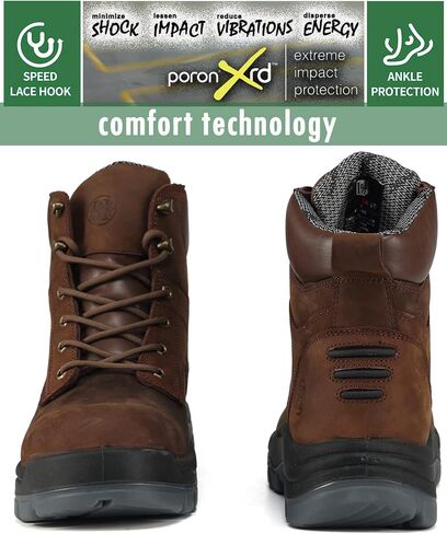HANDMEN Work Boots for Men, 6" Composite Toe Waterproof Mens Work Boots, Non-Slip Puncture-Proof Safety Anti-Static Working Shoes 81N01 in Saudi Arabia