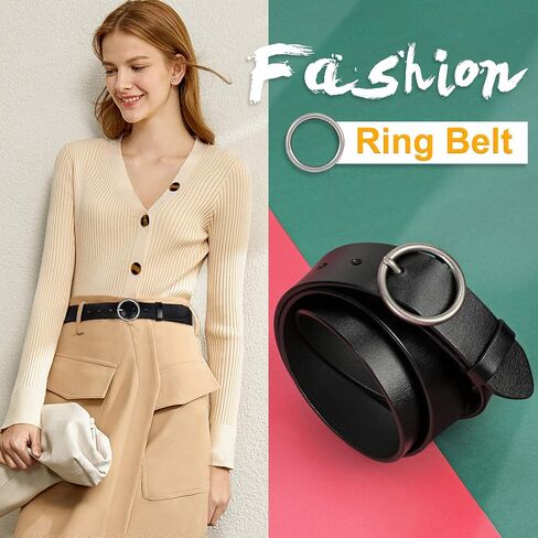 WERFORU Women Casual Dress Belt Fashion Leather Belt with O Ring Buckle for Jeans Pants in Saudi Arabia