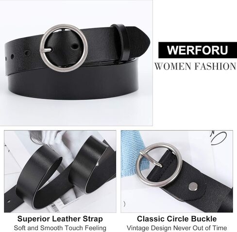 WERFORU Women Casual Dress Belt Fashion Leather Belt with O Ring Buckle for Jeans Pants in Saudi Arabia