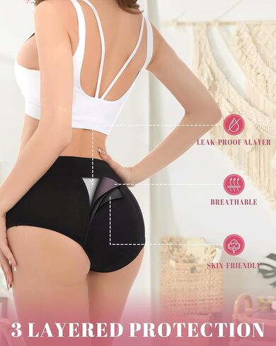 Sunm Boutique 3 Pack Incontinence Underwear for Women Comfortable Leakproof Panties Tummy Control in Kuwait