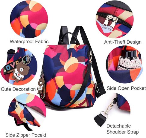 فري ليبي المضادة للسرقة حقيبة الظهر النايلون حقائب الظهر حقائب للنساء مدرسة السفر حقيبة الظهر حقائب الكتف خفيفة الوزن, One Size in Kuwait