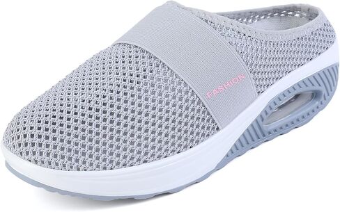 أحذية Cysincos النسائية للمشي شبكية قابلة للتنفس، صنادل مسطحة محبوكة خفيفة الوزن سهلة الارتداء بدون ظهر للنساء in Kuwait