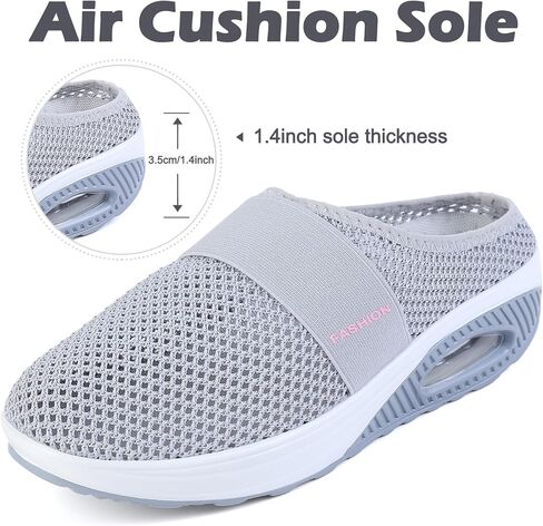 أحذية Cysincos النسائية للمشي شبكية قابلة للتنفس، صنادل مسطحة محبوكة خفيفة الوزن سهلة الارتداء بدون ظهر للنساء in Kuwait