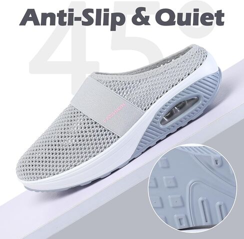 أحذية Cysincos النسائية للمشي شبكية قابلة للتنفس، صنادل مسطحة محبوكة خفيفة الوزن سهلة الارتداء بدون ظهر للنساء in Kuwait