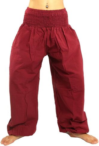 jing shop High Cut Harem Baggy Pants with Wide Legs and Smocked Wide Waist Cotton in Saudi Arabia