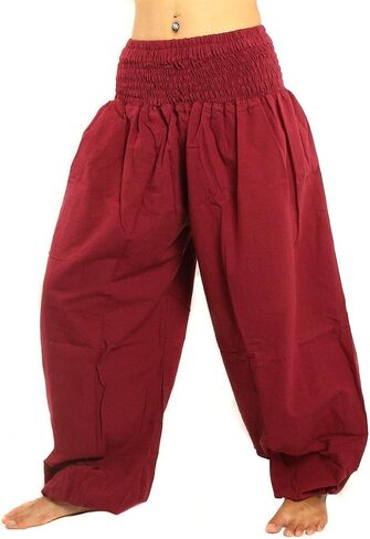 jing shop High Cut Harem Baggy Pants with Wide Legs and Smocked Wide Waist Cotton in Saudi Arabia