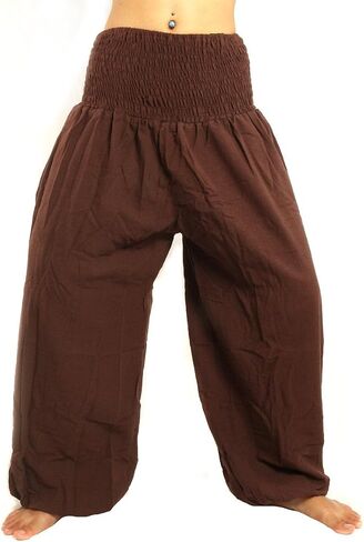 jing shop High Cut Harem Baggy Pants with Wide Legs and Smocked Wide Waist Cotton in Saudi Arabia