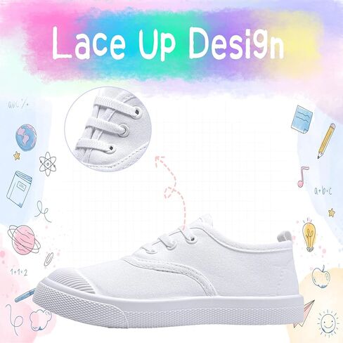 Kids White Shoes Toddlers Canvas Sneakers Slip-on Light Weight Comfortable Causal Running Shoes Skin-Friendly for Boys Girls in Kuwait