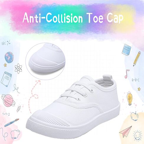Kids White Shoes Toddlers Canvas Sneakers Slip-on Light Weight Comfortable Causal Running Shoes Skin-Friendly for Boys Girls in Kuwait