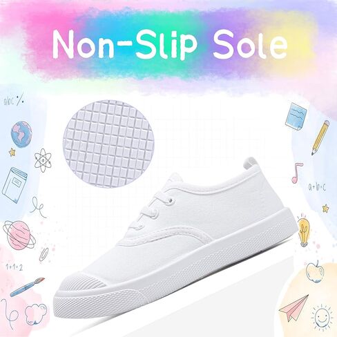 Kids White Shoes Toddlers Canvas Sneakers Slip-on Light Weight Comfortable Causal Running Shoes Skin-Friendly for Boys Girls in Kuwait