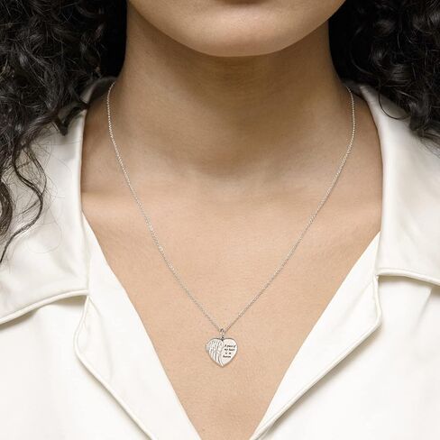 قلادات بتصميم جناح ملاك للنساء تحمل الصور - قلادة من الفضة الاسترلينية عيار 925 على شكل قلب ودلاية على شكل قلب, فضة استرلينية, لا تعرف in Kuwait