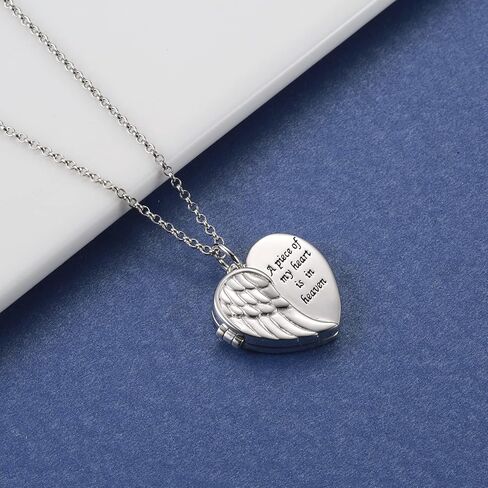 قلادات بتصميم جناح ملاك للنساء تحمل الصور - قلادة من الفضة الاسترلينية عيار 925 على شكل قلب ودلاية على شكل قلب, فضة استرلينية, لا تعرف in Kuwait
