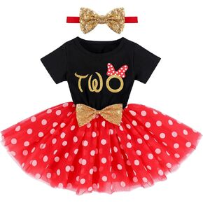 Baby Girls 1st 2nd Birthday Outfit Mouse Ladybug Dress Headband Polka Dots Tutu Skirt Set ONE Cake Smash Photo Shoot in Saudi Arabia