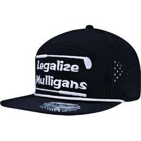 Clatnew Funny Golf Hats for Men,Golf Rope Hat for Men,Flat Bill Snapback Hat-Black/White