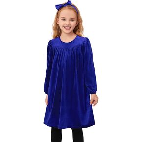 Jxstar Girls Velvet Dress Kids Long Sleeve Shiny Midi Party Fall Clothes Matching Headband