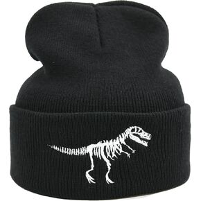 LOKIDVE Men Women Winter Embroidered Cuff Beanie Hat Knit Skull Cap in Kuwait