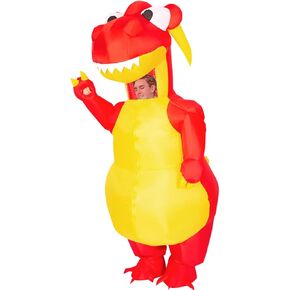 COMIN Inflatable Dinosaur Costume Adult Blow Up Costume Red Full Body for Halloween Party in Kuwait