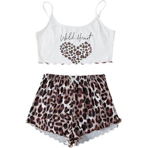 MIQIBEIBEI Women Pajama Set Sexy Sleepwear Ruffle Pjs Cami Top and Shorts Sleep Lingerie Nightwear in Kuwait