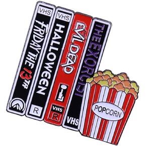 لاتيناي التلبيب دبابيس الكرتون المينا بروش دبوس شارات شريط فيديو خمر VHS والفشار فيلم الرعب شارة نعمة جمع الهدايا in Kuwait