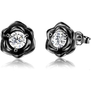 Rose Flower Stud Earrings for Girls Sterling Silver with Gold Plated Hypoallergenic Jewelry Cubic Zirconia Studs Earring, Birthday Gifts for Women Girls in Saudi Arabia