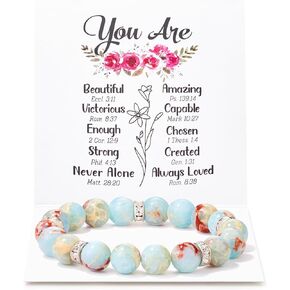 سوار شفاء للحماية من Seyaa مقاس 10 مم مصنوع يدويًا من الخرز سوار حماية من الكريستال العلاجي يجلب الحظ والازدهار والسعادة، مع بطاقة اقتباسات in Kuwait