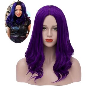 باروكات ميرسي بيربل للنساء باروكة ماردي جراس شعر مستعار طويل مموج زي تنكري باروكات لحفلات الهالوين S043PR in Kuwait