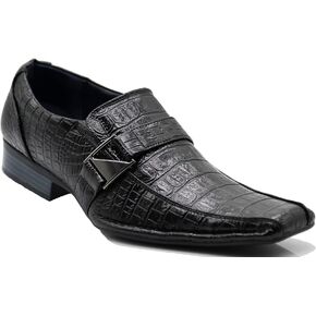 Enzo Romeo Santcro Men's Dress Crocodile Print Loafers Elastic Slip on with Buckle Fashion Shoes Runs Half Size Big in Saudi Arabia
