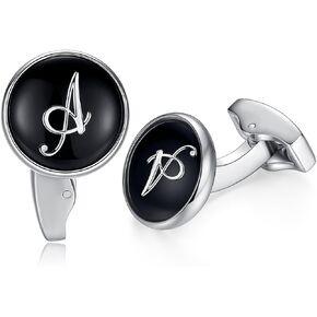 HONEY BEAR Initial Alphabet Letter Cufflinks Round for Mens Wedding Gift in Kuwait