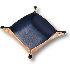 Leather Valet Tray, Small Jewelry Catchall Tray, Desktop Storage Organizer, Portable Vanity Tray for Candy Jewelry Wallet Rings Headphone Watch (cyan + light pink) in Saudi Arabia