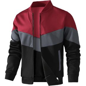 HYPESTFIT Mens Varsity Jacket Casual Color Block Bomber Jacket Lightweight Coat
