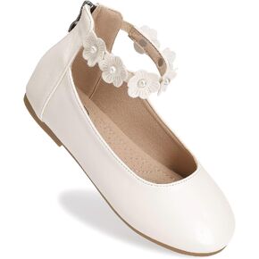 Trary Girls Dress Shoes with Ankle Strap Mary Jane Shoes Girl Ballet Flats Toddler Little Kid Big Kid Flower Girl Shoes for Wedding Party School Ballerina Flat Shoes