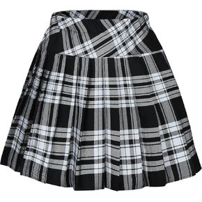 Women's Short Plaid Elasticated Pleated Skirt School Uniform Costumes