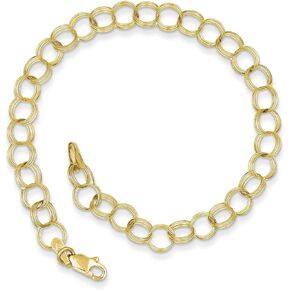 Solid 10k Yellow Gold Triple Link Charm Bracelet - with Secure Lobster Lock Clasp 8" in Saudi Arabia