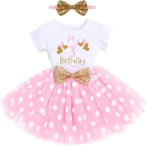 Baby Girls 1st 2nd Birthday Outfit Mouse Ladybug Dress Headband Polka Dots Tutu Skirt Set ONE Cake Smash Photo Shoot in Saudi Arabia